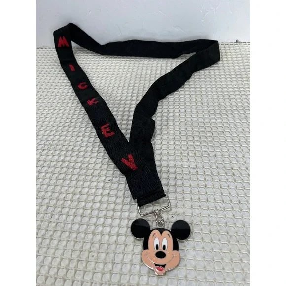 Mickey Mouse Black‎ Lanyard Necklace Charm Metal Pendant Disney