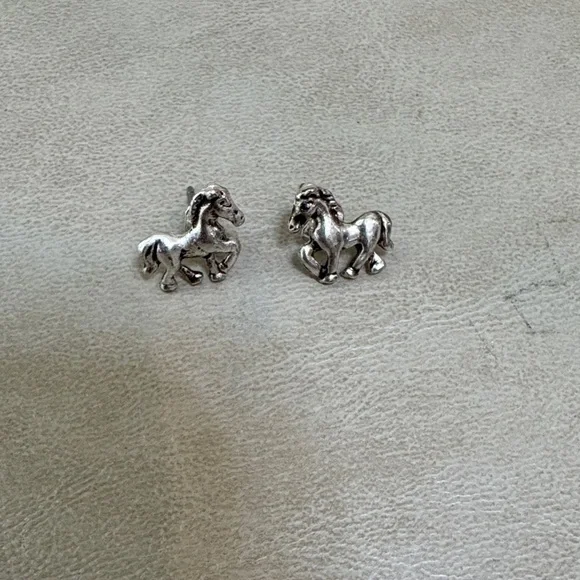 Sterling Silver Horse Earrings Studs 3/8 inch