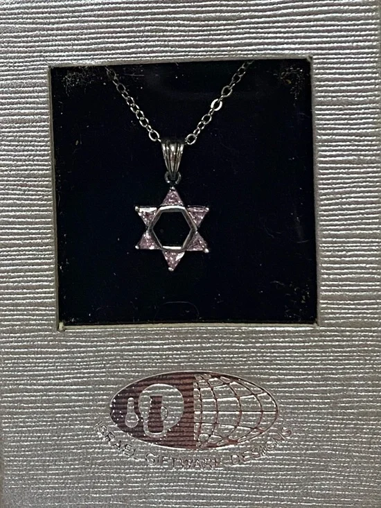 Pink Crystals Star of David Sterling Silver Jewish Star