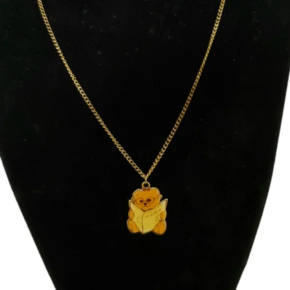 NEW Vintage Girl's Bear Necklace Gold Plated
