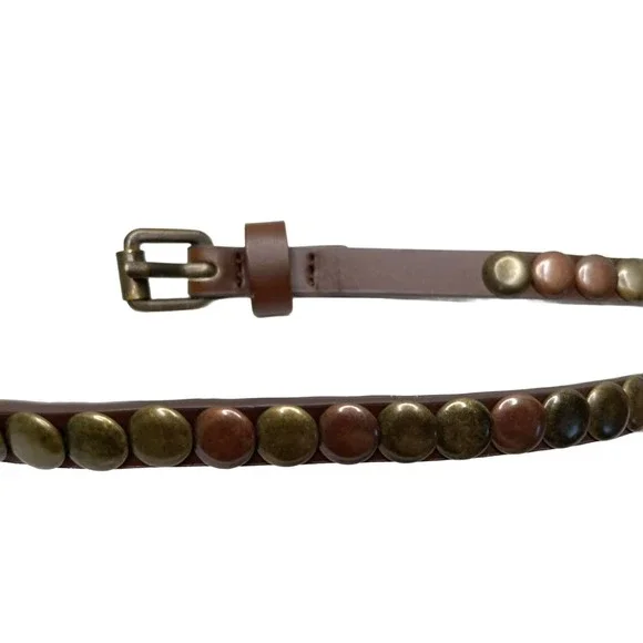 Studded Thin Leather Womens Belt 48