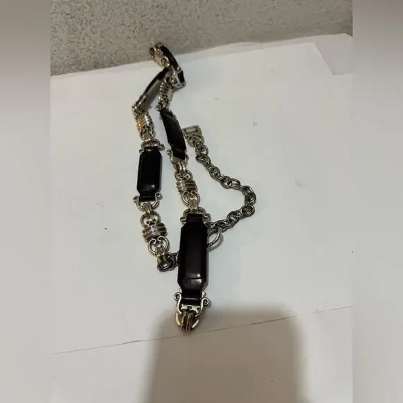 Fossil Chain and black  Leather Belt Medium