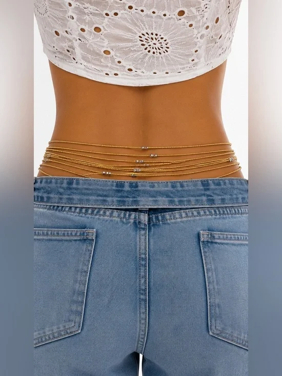 Gold Layered Waist Chain Body Jewelry handmade