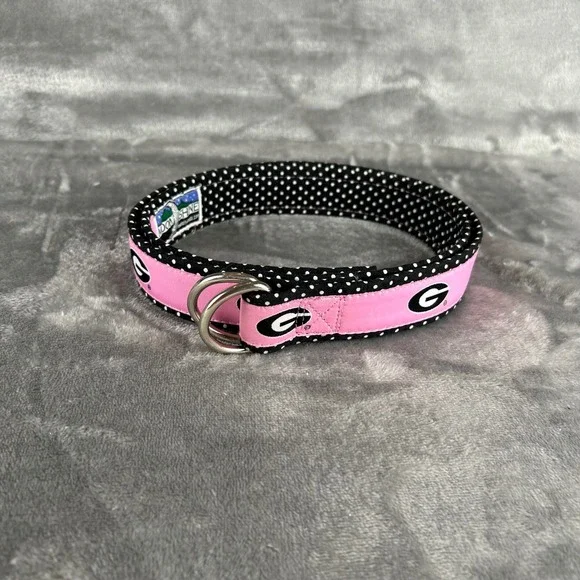 Moonshine USA Georgia Bulldogs Pink Polka Dot D-Ring‎ Belt Womens Large UGA Fan