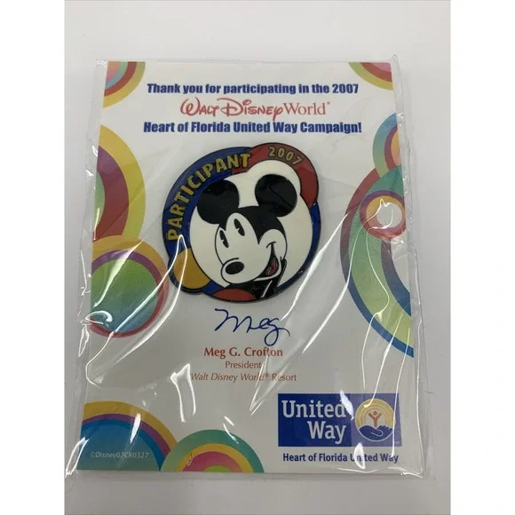 WDW United Way Participant 2007 Mickey Mouse Disney Pin 56603 Cast Member