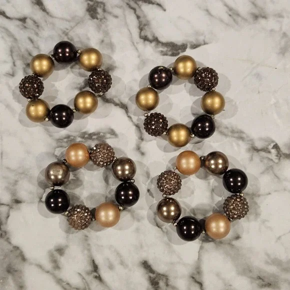 Kids Chunky Beaded Bracelet Bundle |‎ Fall Neutral Tones | Mixed Condition