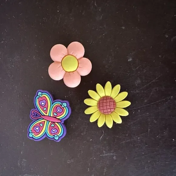 Blue Butterfly & Orange Yellow Flower Shoe Charms Set Cute Accessories for Crocs