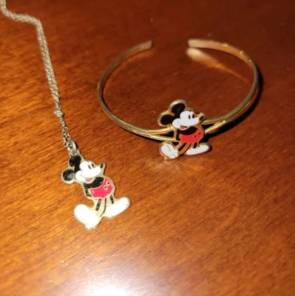 Vintage Mickey Mouse necklace and bracelet