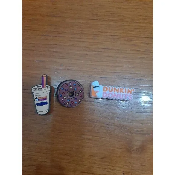 Lot Of 3 Dunkin Donuts Themed‎ Croc Charm Jibz Coffee Donut Signage