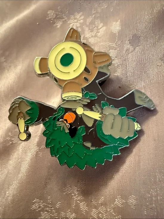 Mystery Forest Mask Enamel Pin - Green, Brown, Tan