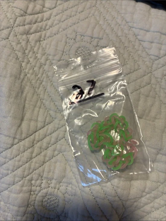 Mini Neon Green & Pink Plastic Link Charms - Pack
