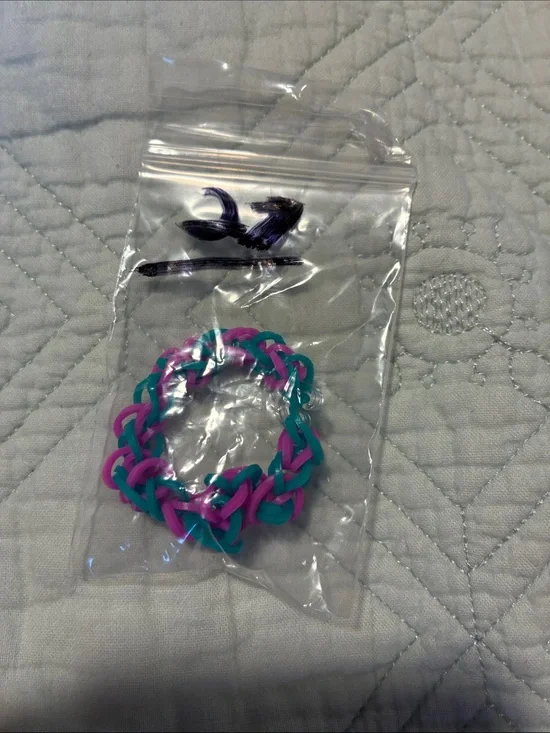 Handmade Purple & Teal Rubber Band Bracelet