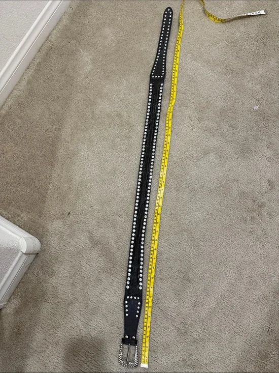 Black Studded Western Leather Belt