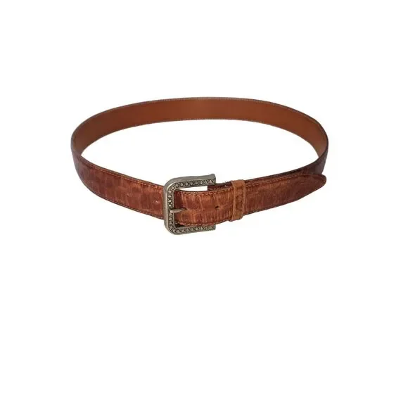 GAP Brown Genuine Leather Embossed Textured Belt with Silver Buckle Size Small