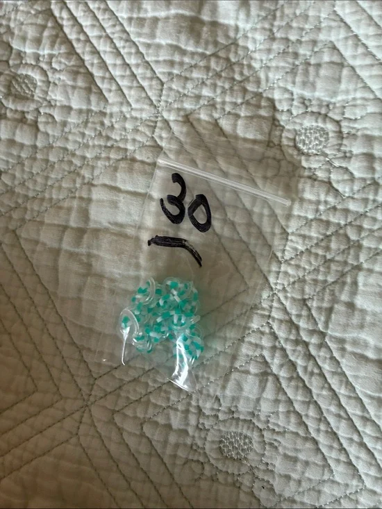 Clear Mini Ziploc Bag with Aqua and White Bead Mix