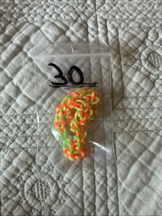 Neon Orange & Green Woven Rubber Bracelet