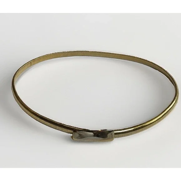 Vintage Gold Tone Stretch Snake Belt 70s 80s Disco