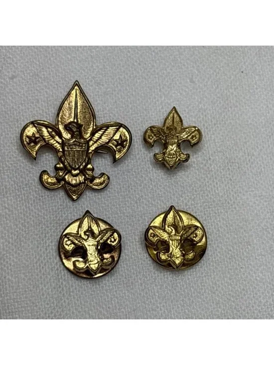 Vintage Boy Scouts Tenderfoot Fleur de Lis Pins Ribbon Slides Lot 4 BSA Pat 1911