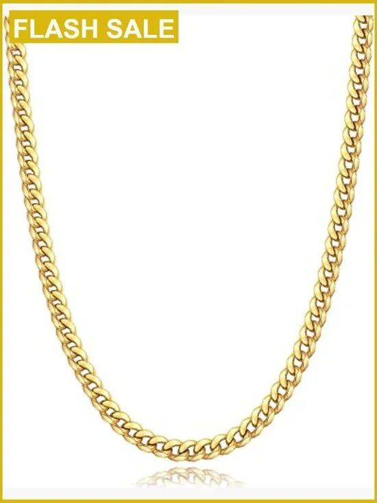 Stainless Steel Cuban Link Chain Necklace 18-26 Inch