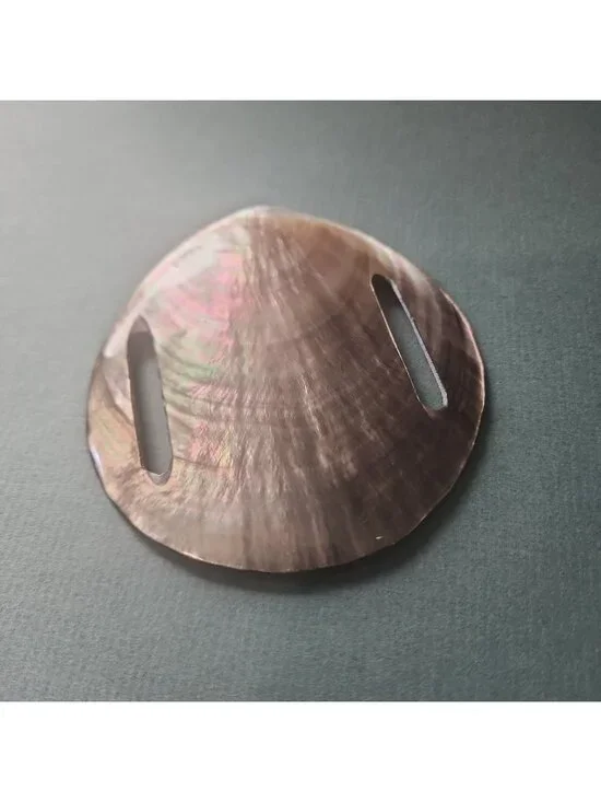 NOS 1970s Vintage Mother of Pearl Shell Belt Slide Pareo Buckle Boho Chic