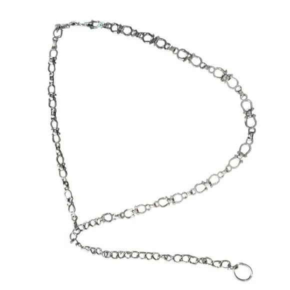 Silver‎ Tone Horseshoe Link Chain Belt Adjustable Waist Accessory Western