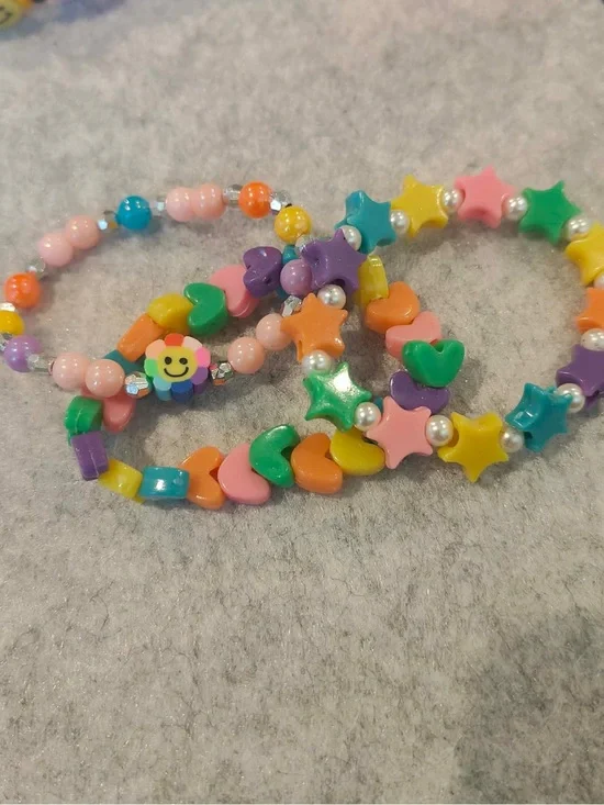 Colorful Kids Beaded Stretch Bracelet Set - Multicolor