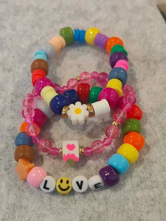 Kids Colorful Beaded Stretch Bracelet Stack - Multicolor