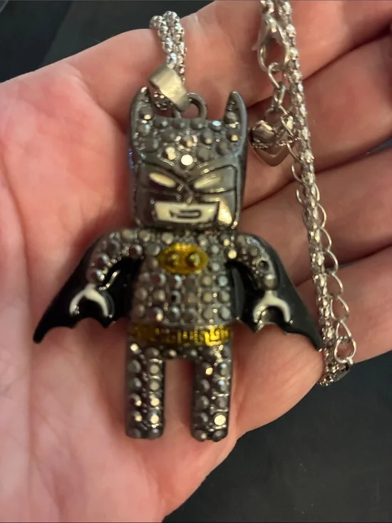Batman Silver and Black Pendant Necklace NWOT