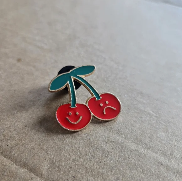 Cute Happy And Sad Cherry Enamel Pin
