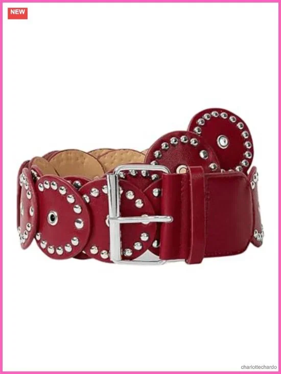 Faux Leather Wide Disc Buckle Belt Western Waist Belt Womens Y2K