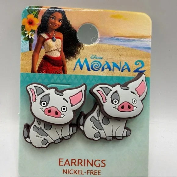 Disney Moana 2 Pua Earrings - Pink and Gray NWT