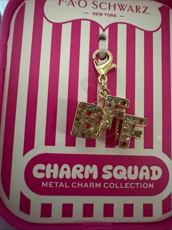FAO Schwarz Gold 'BFF' Multicolor Crystal Letter Charm NWT