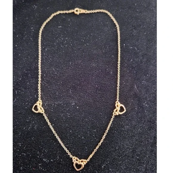 VTG 1989 Avon Golden Hearts Necklace Kids Gold Tone Bow Detail NIB‎