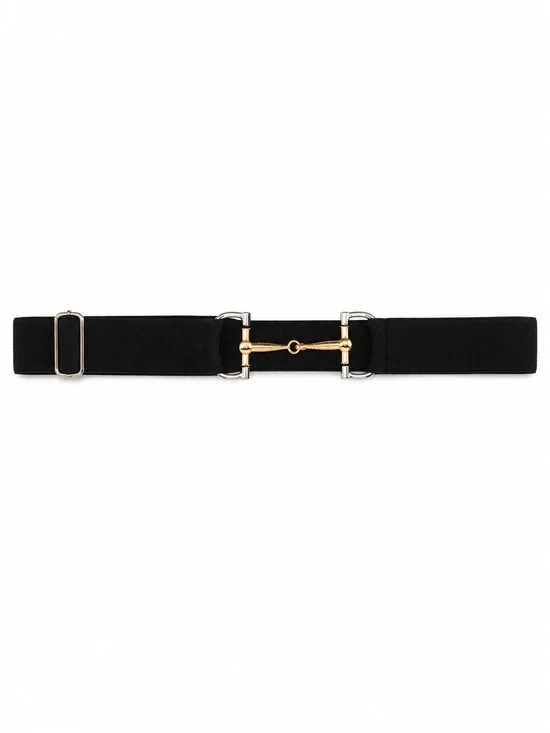 Free Ride Equestrian Black Sparkle Stretch Belt with Gold and Silver Bit Accent