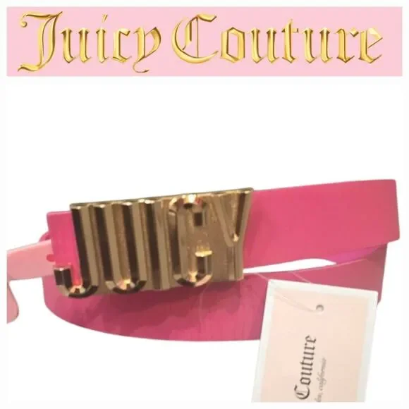 Juicy‎ Couture Juicy Logo Name Plate Buckle Belt- Pink