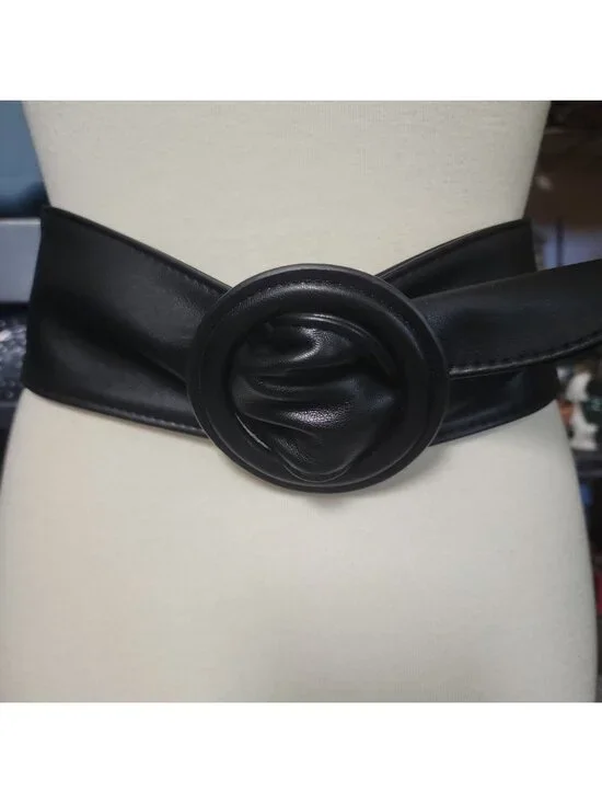 vince camuto Faux Leather Womens Belt Wide Black Steampunk Pirate Goth 45