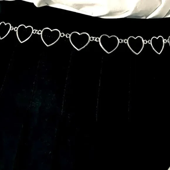 Silver Open Heart Link Adjustable Body Chain Belt NEW