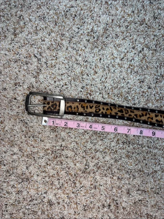 Nine West Leopard Print Studded Waist Belt - Brown Black