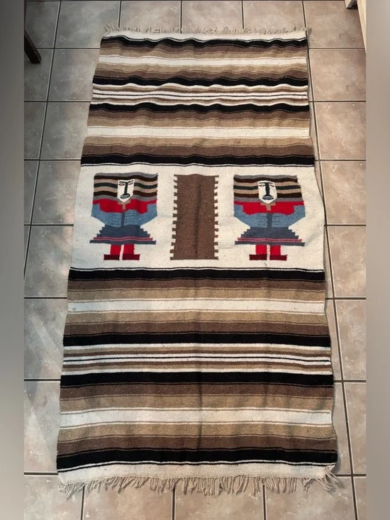 Vintage Mexican/Southwest Handwoven Charming Blanket/Rug/Wall Art/Photo Prop
