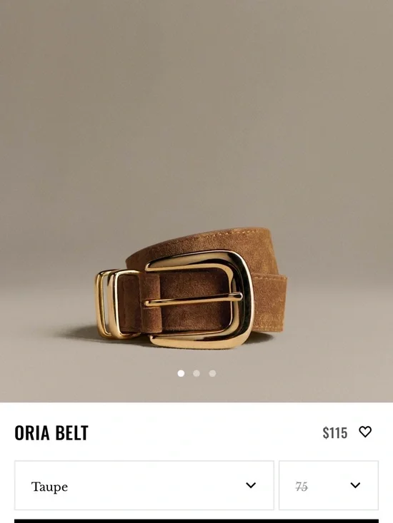 Sezane Oria Belt in taupe with gold buckle