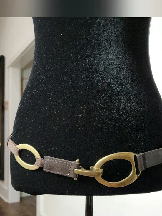 Vintage Lakeshore Drive Accessories Brown Gold Hook Belt Size Small Equestrian