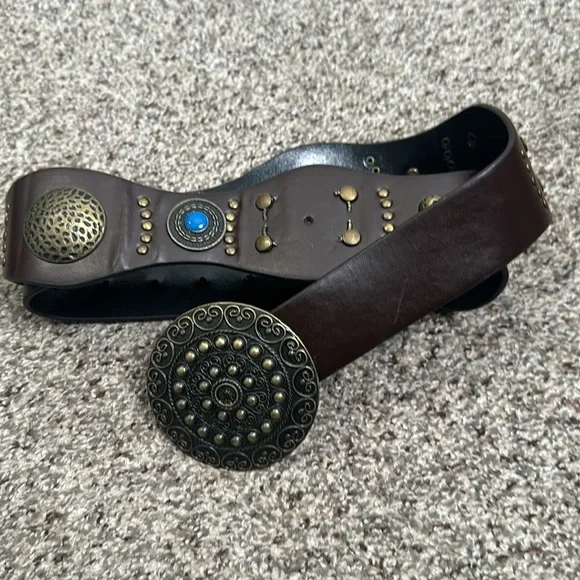 Brown leather belt length 42 inches wide 2- 2.5 inches