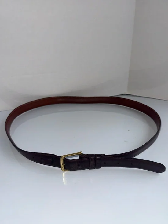 VINTAGE COACH classic brown leather brass hardware quiet luxury belt 48 in