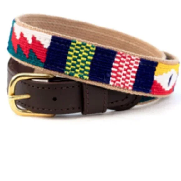 A Tail We Could Wag Handwoven Artisan Cotton & Leather Belt 34