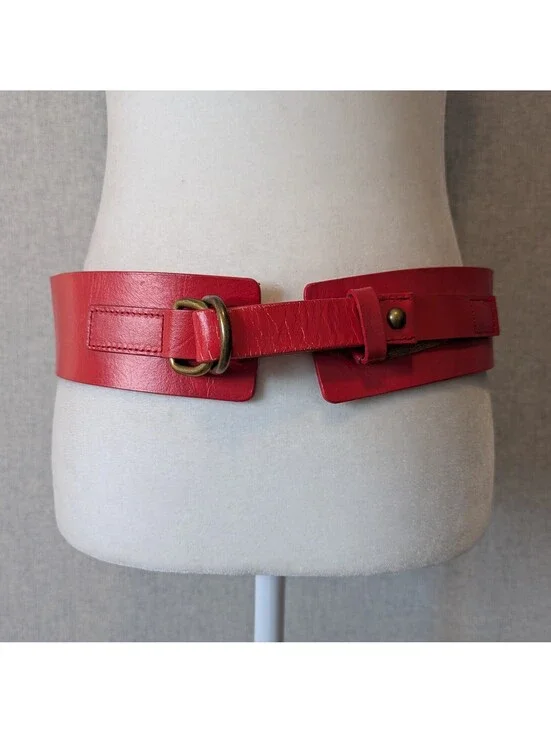 Vintage 00s Gap wide red leather statement belt