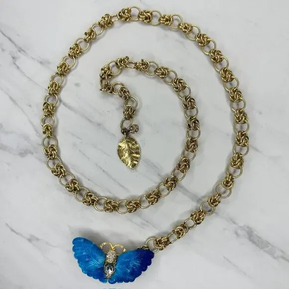 Rhinestone Butterfly Gold Tone Chain Belt OS ✨