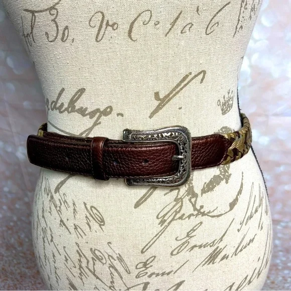 BRIGHTON - Leather Braided Bronze And Gold Belt B21015 Size 34