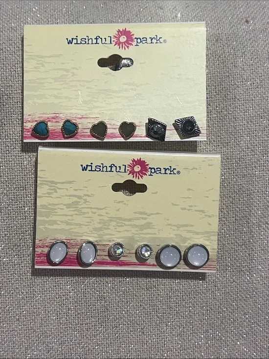 Wishful Park Teal, Black & White Stud Earring Multipack- 6 pairs