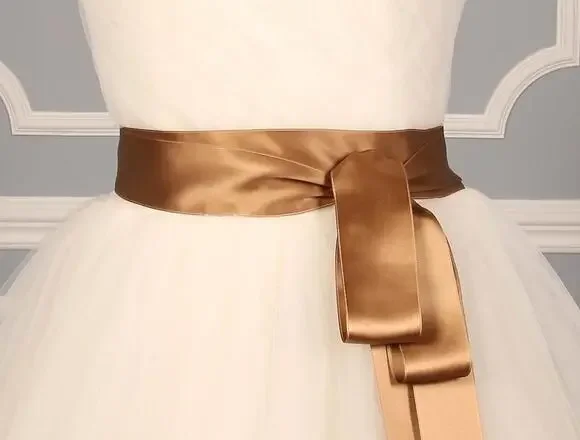 Sable Brown Double Satin Faced Ribbon Sash for Bridal Wedding Dress 2
