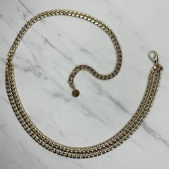 Draped Gold Tone Metal Chain Link Belt XS-Small (XS/S) ✨